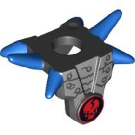 Fekete Minifigura Páncél - Kék Válltüskével és Ninjago Piros Koponya Mintával