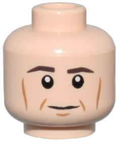 Világos nugát férfi minifigura fej, ráncokkal