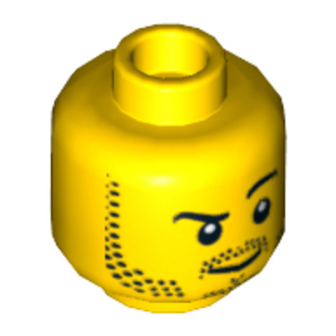LEGO® Alkatrészek (Pick a Brick) 4657964 - Sárga Minifigura Fej - Borostás mosolygós arccal