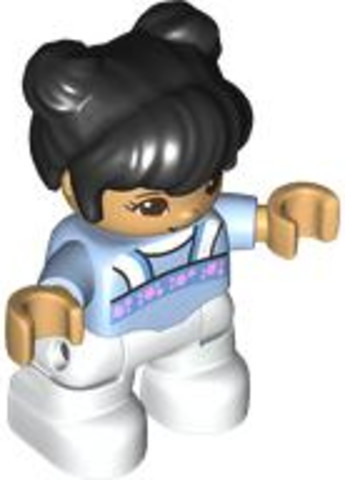 LEGO® Minifigurák 47205pb095 - Duplo Figure Lego Ville, Child Girl, White Legs, Bright Light Blue Top with Bright Pink Flowers, Bla