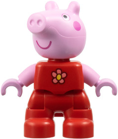 Peppa piros ruhában virággal
