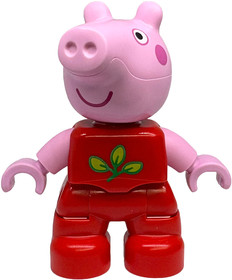 Duplo Figure Lego Ville, Peppa Pig - Red Outfit with Green and Lime Leaves (6539859)
