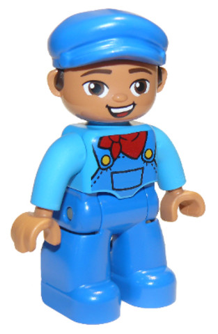 LEGO® Minifigurák 47394pb252 - Duplo Figure Lego Ville, Male, Blue Legs, Dark Azure Shirt with Blue Overalls and Red Neckerchief Pa