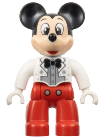 LEGO® Minifigurák 47394pb342 - Duplo Figure Lego Ville, Mickey Mouse, White Jacket, Red Legs, Silver Shirt, Black Bow Tie (6438771)