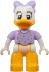Duplo Figure Lego Ville, Daisy Duck, Lavender Bow and Shirt, Silver Sparkles and Dots (6438507)