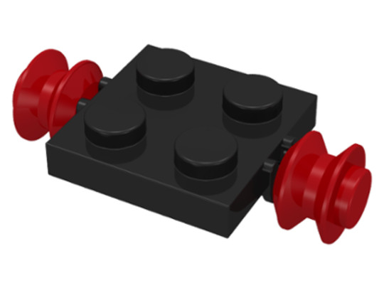 LEGO® Alkatrészek (Pick a Brick) 483624 - Fekete 2x2 Módosított Lap, Piros Csatlakozóval