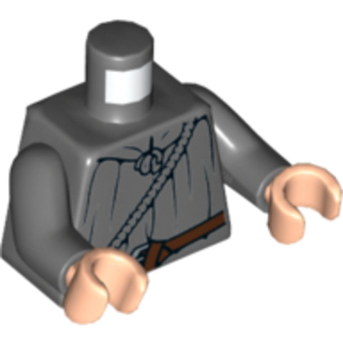 LEGO® Alkatrészek (Pick a Brick) 6003398 - Sötét Kékesszürke Minifigura Felsőrész, Barna Övvel