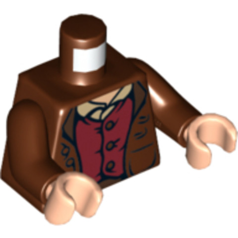 LEGO® Alkatrészek (Pick a Brick) 6003878 - Vörösesbarna Minifigura Felsőrész Piros Mellénnyel