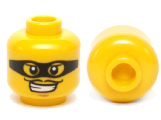 LEGO® Alkatrészek (Pick a Brick) 6021851 - Sárga Minifigura Fej - Fekete Maszkkal és Vékony Bajusszal