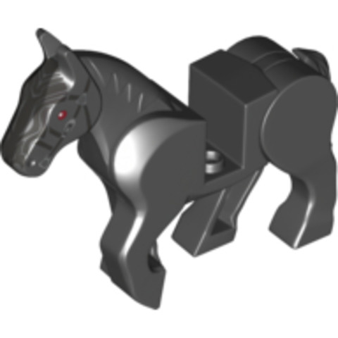 LEGO® Alkatrészek (Pick a Brick) 6022370 - Fekete Ló Sötét Gyöngyházszürke Kantárral