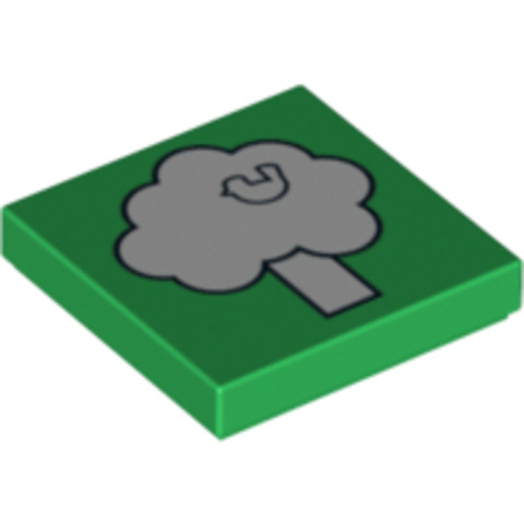 LEGO® Alkatrészek (Pick a Brick) 6023370 - Zöld 2x2 Csempe Fa Festéssel