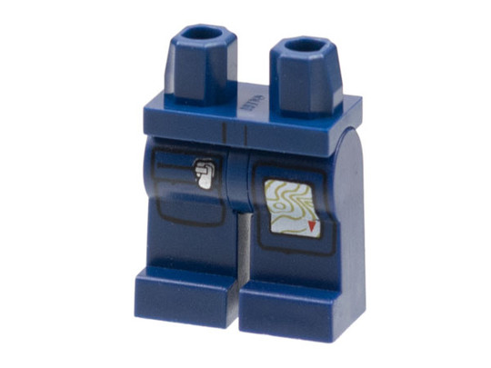 LEGO® Alkatrészek (Pick a Brick) 6023399 - Sötétkék Minifigura Láb - Topográfiai Térkép és Cipzáros Zseb Mintával