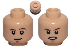 Világos nugát férfi minifigura fej, két arccal