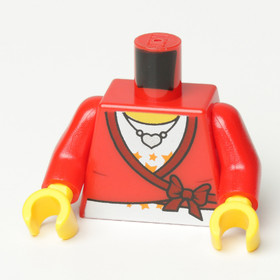 Piros Minifigura Felsőrész - Pulóver és Szív Alakú Nyaklánc