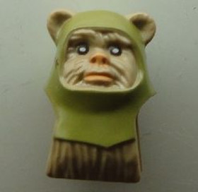 Sötétbézs ewok minifigura fej