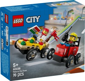 LEGO® City 60458 - Pizzásautó vs. tűzoltóautó, versenyautós csomag