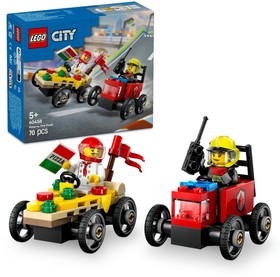 LEGO® City 60458 - Pizzásautó vs. tűzoltóautó, versenyautós csomag