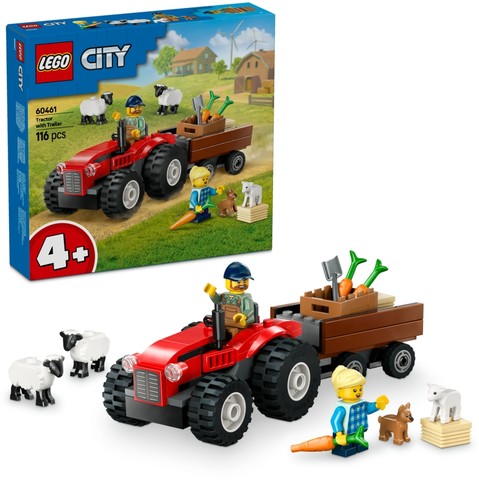 LEGO® City 60461 - Piros traktor, utánfutó és juhok