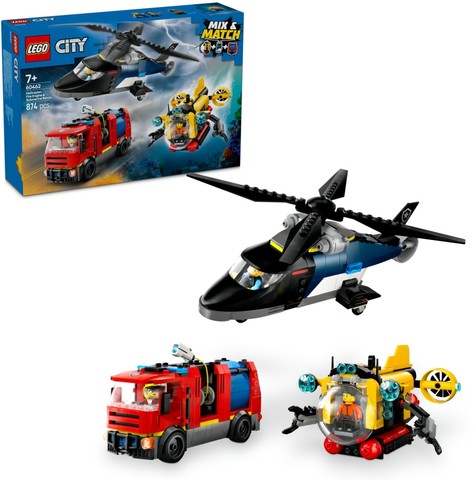 LEGO® City 60462 - Helikopter, tűzoltóautó és tengeralattjáró egy csomagban