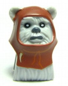 Világos kékesszürke ewok minifigura fej