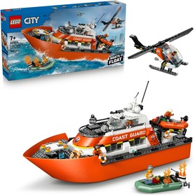 Parti őrség mentőcsónak és helikopter