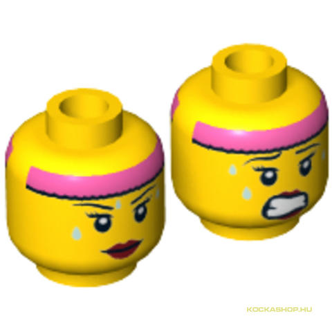 LEGO® Alkatrészek (Pick a Brick) 6057821 - Sárga Minifigura Lány Fej Rózsaszín Fejpánttal