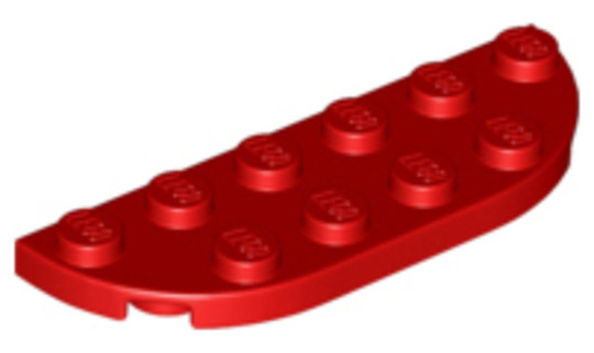 LEGO® Alkatrészek (Pick a Brick) 6108802 - Piros 2x6 Lapos Íves Elem