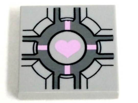 LEGO® Alkatrészek (Pick a Brick) 6124833 - 2 x 2 szürke csempe rózsaszín szívvel a közepén