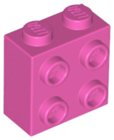LEGO® Alkatrészek (Pick a Brick) 6132426 - Sötét rózsaszín 1x2x2 Kocka Oldalán 4 Csatlakozóval