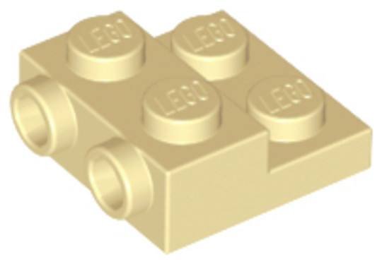 LEGO® Alkatrészek (Pick a Brick) 6132769 - Bézs 2x2 Módosított Laposelem oldalán 2 csatlakozóval