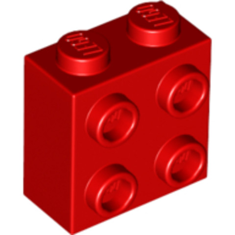 LEGO® Alkatrészek (Pick a Brick) 6135130 - Piros 1x2x2 Kocka Oldalán 4 Csatlakozóval