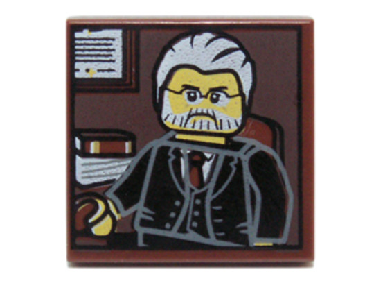 LEGO® Alkatrészek (Pick a Brick) 6142949 - Vörösesbarna 2x2 Csempe Őszhajú Szakállas Férfi Képpel