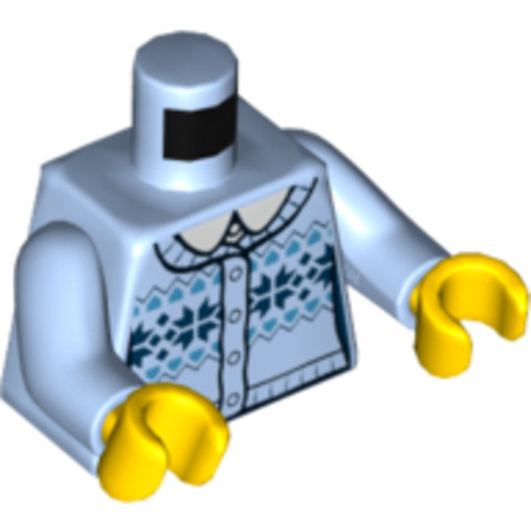 LEGO® Alkatrészek (Pick a Brick) 6152683 - Élénk Világoskék Minifigura Felsőrész - Pulóver Mintával