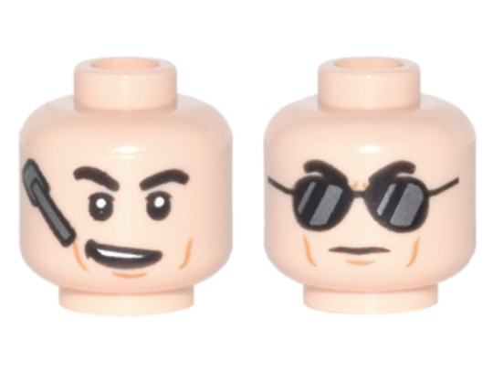 LEGO® Alkatrészek (Pick a Brick) 6175623 - Világos nugát minifigura fej, kétarcú (headsetes/napszemüveges)