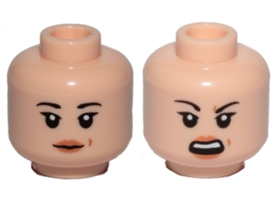 LEGO® Alkatrészek (Pick a Brick) 6199613 - Világosnugát Minifigura Fej - Nyugodt és Dühös Női Arc