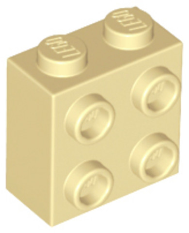LEGO® Alkatrészek (Pick a Brick) 6214334 - Bézs 1x2x2 Kocka Oldalán 4 Csatlakozóval