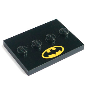 Fekete 3x4 Módosított Lapos Elem - Batman Logó