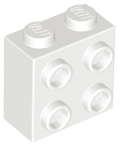 LEGO® Alkatrészek (Pick a Brick) 6218823 - Fehér 1x2x2 Kocka Oldalán 4 Csatlakozóval