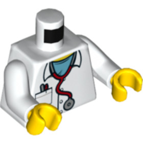 Fehér Minifigura Felsőrész - Orvosi Köpeny és Sztetoszkóp