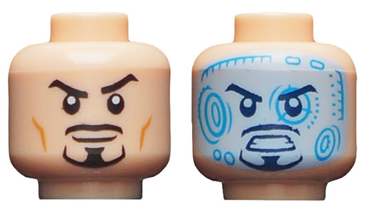 LEGO® Alkatrészek (Pick a Brick) 6221340 - Vasember minifigura fej - két arccal