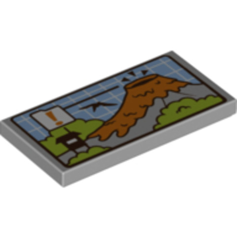 LEGO® Alkatrészek (Pick a Brick) 6221734 - Világos Kékesszürke 2x4 Csempe Jurassic World Vulkán Festéssel