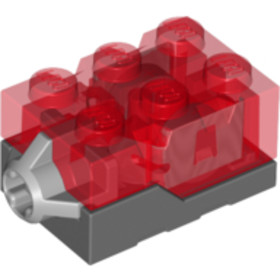Sötét kékesszürke elektromos, világos tégla 2 x 3 x 1 1/3 átlátszó-piros felsőrésszel és piros LED f