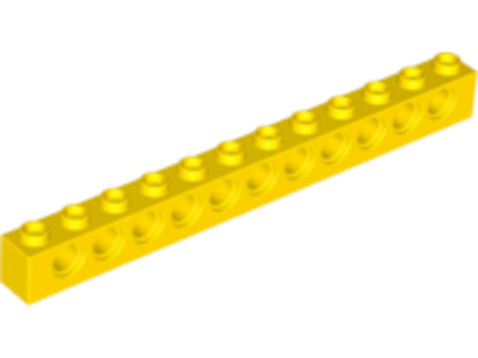 LEGO® Alkatrészek (Pick a Brick) 6262393 - Sárga 1X12 Technic Elem Oldalán 11 Lyukkal