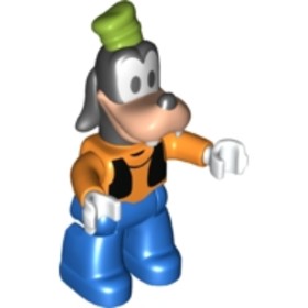 Duplo Goofy, narancssárga pulcsiban, kék lábakkal