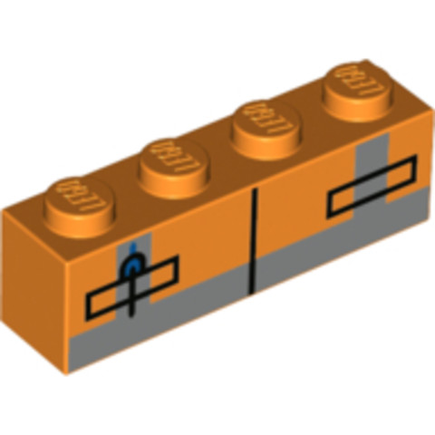 LEGO® Alkatrészek (Pick a Brick) 6267073 - Narancssárga 1x4 Kocka Sötét Kékesszürke és Fekete Festéssel