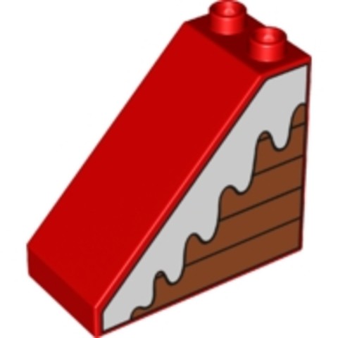 LEGO® Alkatrészek (Pick a Brick) 6268080 - Piros 4x2x3 DUPLO Lejtő - Jobb Oldalán Behavazott Deszkák Minta