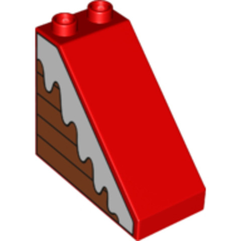 LEGO® Alkatrészek (Pick a Brick) 6268087 - Piros 4x2x3 DUPLO Lejtő - Bal Oldalán Behavazott Deszkák Minta