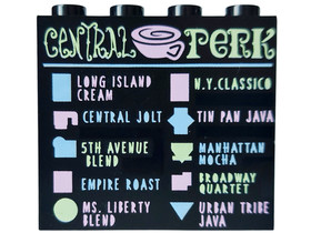 Fekete 1 x 4 x 3 panel, CENTRAL PERK Coffee Menu mintával
