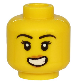 Sárga női minifigura fej, nagy mosollyal