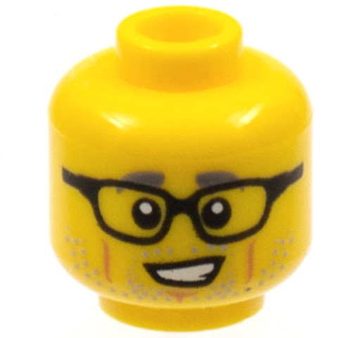 LEGO® Alkatrészek (Pick a Brick) 6288015 - Sárga Minifigura Fej - Mosolygó Szemüveges, Borostás Férfi